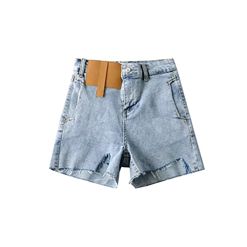 Short en denim taille haute gainant à bords bruts pour sculpter la silhouette