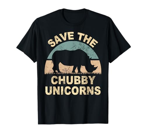 Save the Chubby Unicorns. Hipster retro Gracioso Camiseta