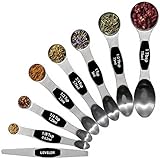 8 Piece Stainless Steel Measuring Spoons Set, Including 7 Double Sided Magnetic Measuring Spoons, 1...