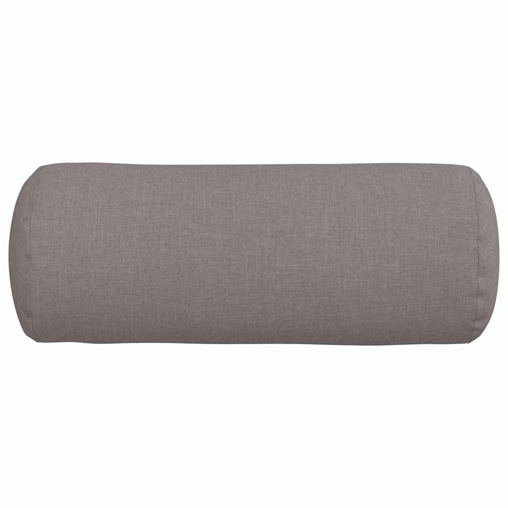 Bolsterkissen 2 Stück, Taupe Stoff Ø 15 x 40 cm, mit abnehmbarem Bezug, weiche Polyesterfüllung für Sofa, Bett, Homeoffice, Bequeme Nackenrolle