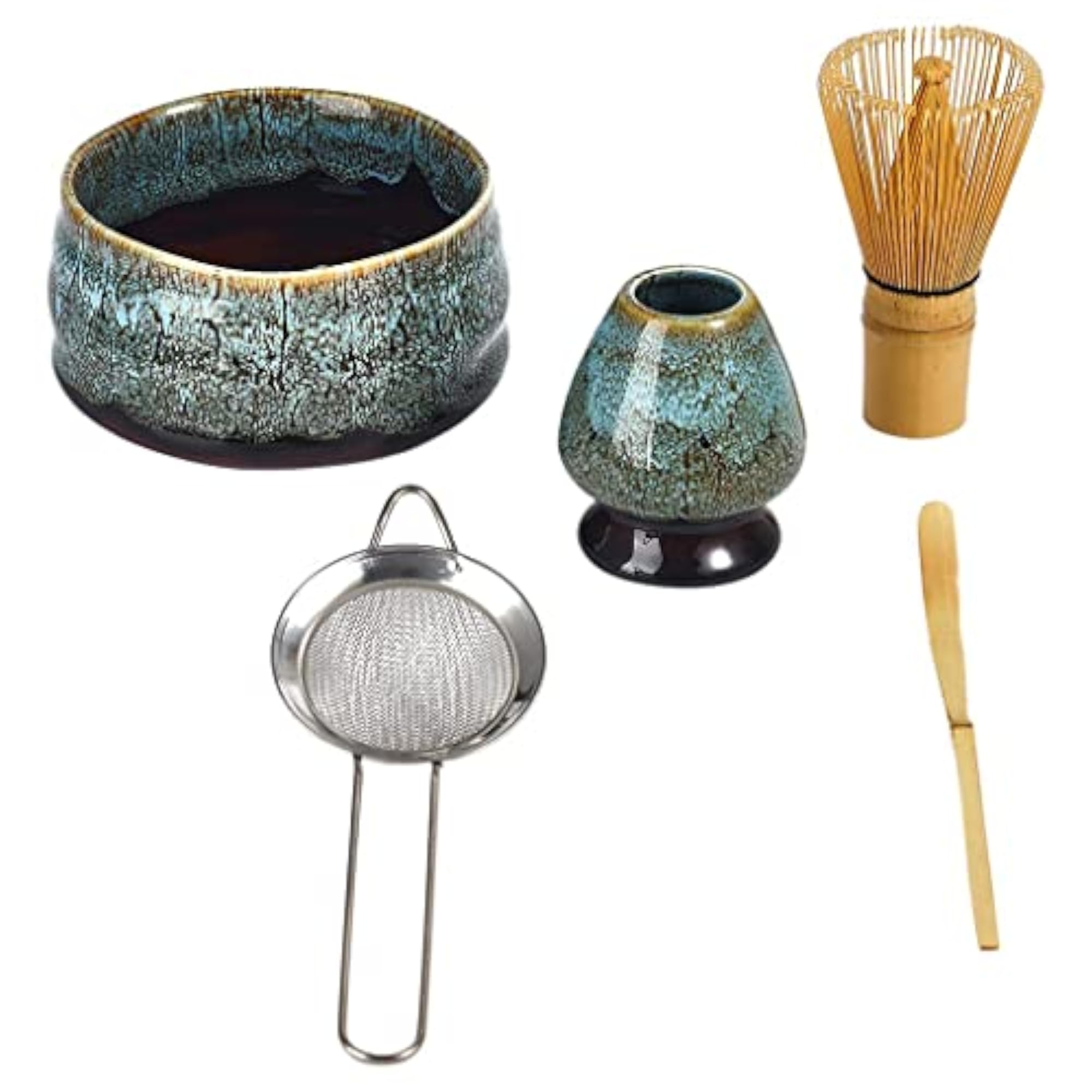 5pc Matcha Bowl and Tea Set for Beginners, Blue