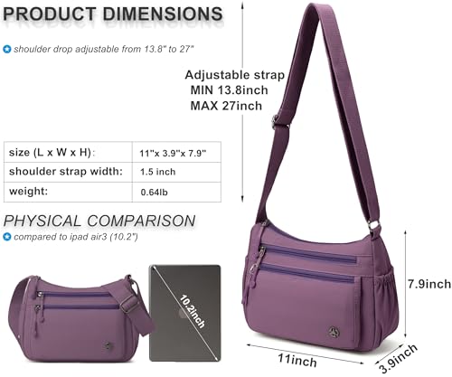 Image of Pealwel Casual Crossbody Bag with Anti Theft Pocket - Women Lightweight Water-Resistant Purse Bag