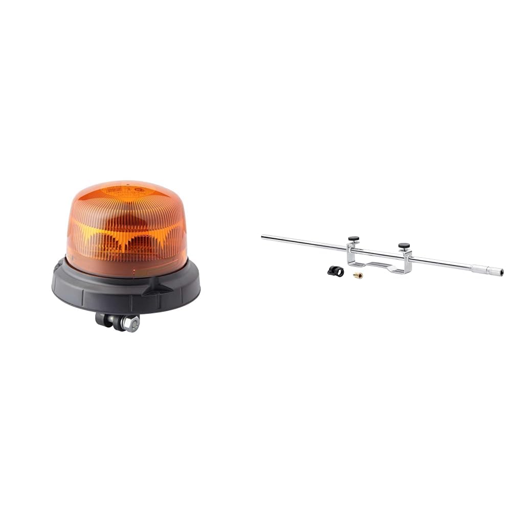 Hella 2XD 013 979-011 LED-Blitz-Kennleuchte - RotaLED Compact - 12/24V - gelb (amber) + 8HG 006 294-041 Halter