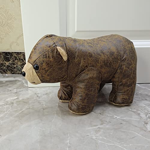 Faux Leather Fabric Animal Door Stopper Bear Lover Gifts Decorative Doorstops Book Stopper Wall Protectors, Anti Collision Cute Bear #TOP1