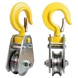 SHINICO Gancho de polea resistente de 1 tonelada con gancho para cuerda de alambre de 5/8 pulgadas, paquete de 2 unidades