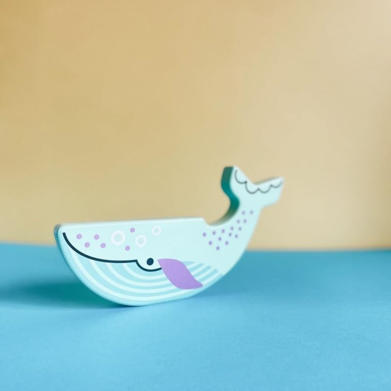 Baleine bleue Bajo figurine en bois cadeau d anniversaire écoresponsable