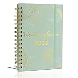 Familienplaner 2023 - Praktischer A5 Kalender 2023 Buchkalender August 2022 bis Dezember 2023 - Terminplaner Florales Design, 6 Spalten, Sticker - Übersichtlicher Family Timer, Planer - Milula Studios