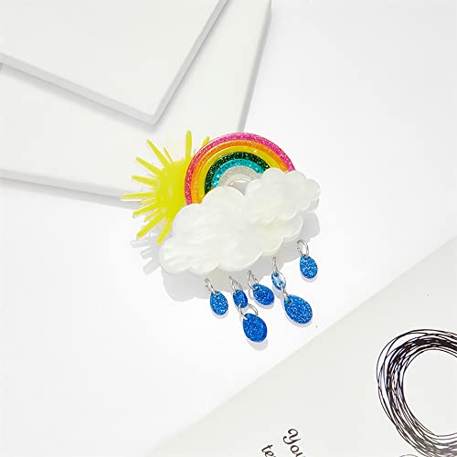 Cute Rainbow Cloud Brooch Pin for Women Girls Acrylic Sun Raindrop Dangle Pins Clip Lapel Shawl Sweater Shirt Scarves Dress Jackets Backpacks Brooches Pins Chic Jewelry Gifts Birthday3