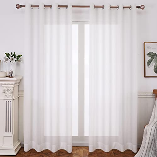 Btfortune Ultra Elegant Natural Soft Linen Sheer Curtain Panels For Bedroom,Home Decoration Privacy Translucent Panels With Grommet For Living Room,Set Of 2 Panels cover