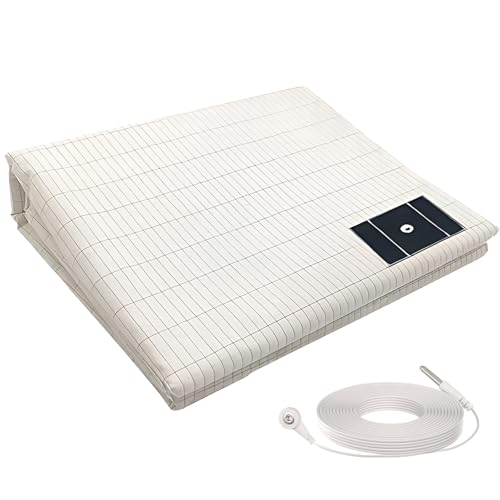 HEUIOP Grounding Bed Sheet Natural Wellness And Healthy Earth Energy Mat Grounding Sheet With 10% Silver Fiber & 90% Organic Cotton 132 x 71 cm White