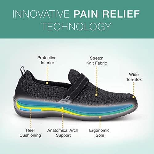 Orthofeet Women's Orthopedic Black Stretch Knit Quincy Slip-On Shoes, Size 12 | Image 2