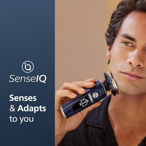 Philips Norelco Shaver Series 9000 Prestige, Wet and Dry Electric Shaver, System, SenseIQ Technology, Precision Trimmer, Nose Trimmer, Qi Charging Pad, Cleaning Pod, Adriatic Blue, SP9886/89 - Image 3