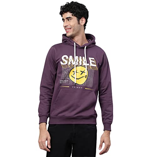 Image of Veirdo Cotton Fleece Regular Fit Full Sleeve Hooded Sweatshirt Front and Back Graphic Printed Jumper Hoodie for Men