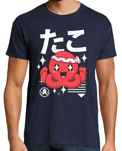 latostadora Camiseta Manga Corta Camisa De Pulpo Kawaii para Hombre para Hombre - Azul Marino L - Ref. 1661549-P