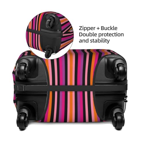 Pink Orange Black Colors Stripes Elastic Travel Luggage Covers Dustproof Scratch-Resistant Suitcase Protector Fit 22-24 Inch2