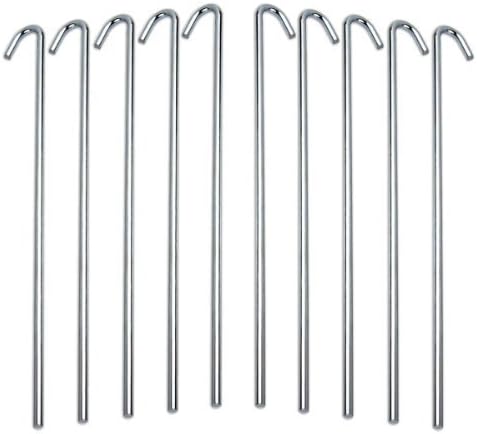 10-Piece Galvanized Steel Tent Pegs - Garden Stakes