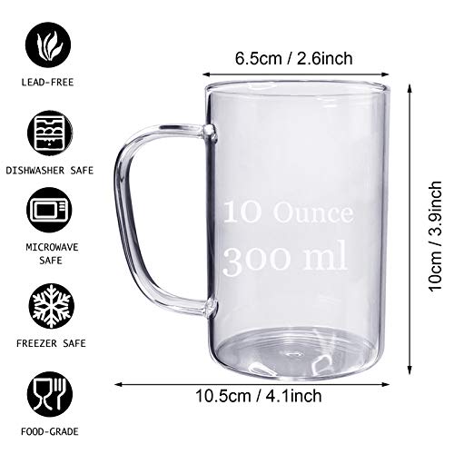 Schliersee Glass Coffee Mugs Set of 6, Small Thin Cups for Tea Juice Beer Water Hot or Cold Beverages 10 Ounce (300 ml) - Thumbnail 2