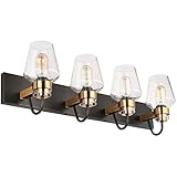 PRESDE Bathroom Vanity Light Fixtures Over Mirror Vintage 4 Light Bronze Brushed Black Lighting for...