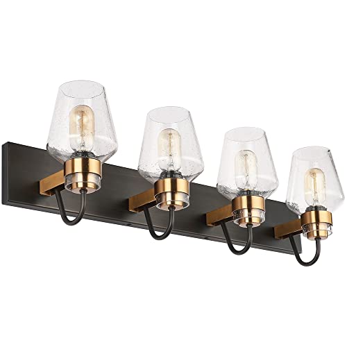 PRESDE Bathroom Vanity Light Fixtures Over Mirror Vintage 4 Light Bronze Brushed Black Lighting for Bathroom