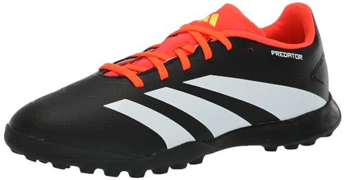 adidas Predator 24 League Turf Sneaker, Black/White/Solar Red, 4.5 US Unisex Big Kid