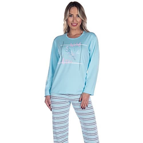 Pijama Estampado Feminino Adulto Para Frio Blusa Manga Longa E Calça