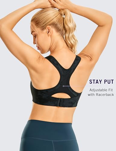 Image of SYROKAN Women's Sports Bra Front Adjustable Padded | High Impact, Racerback, Wireless, Plus Size, Full Coverage, Running Bra