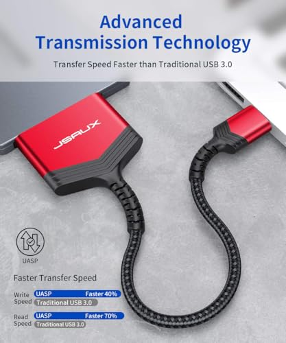 Image of JSAUX SATA to USB Adapter Cable for 2.5 inch SSD /HDD Nylon Cord-Red