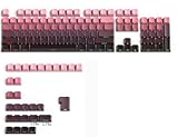 Ussixchare PBT Gradient Red Keycaps Side Printed Set Shine Through Cherry Profile Double Shot Custom Minimalist Style for Mechanical Keyboard (Dark Plum)