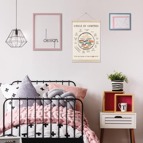 Image of Mental Health Posters Hanger Frame, Circle Of Control Poster 16x12 Inch, Inspirational Wall Art for Homeschool Counseling Office Classroom, Therapy Office Decor, Calm Down Corner Wall Art Decor