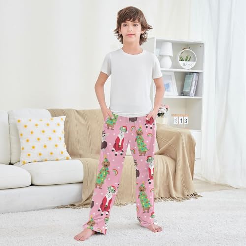Boys' Pants Cute Dog Dressed Christmas Long Bottoms Jogger Pants Elastic Waist Trousers with Pockets S-XL3