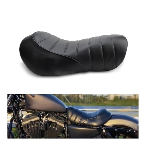 Selle passager arrière de moto et coussin noir à rayures rétro universel pour modification - 4