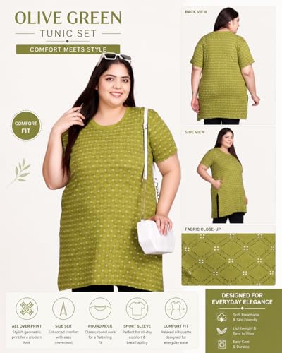Image of In Love Women's All-Over Printed Cotton Plus Size Longline T-Shirt with Pockets