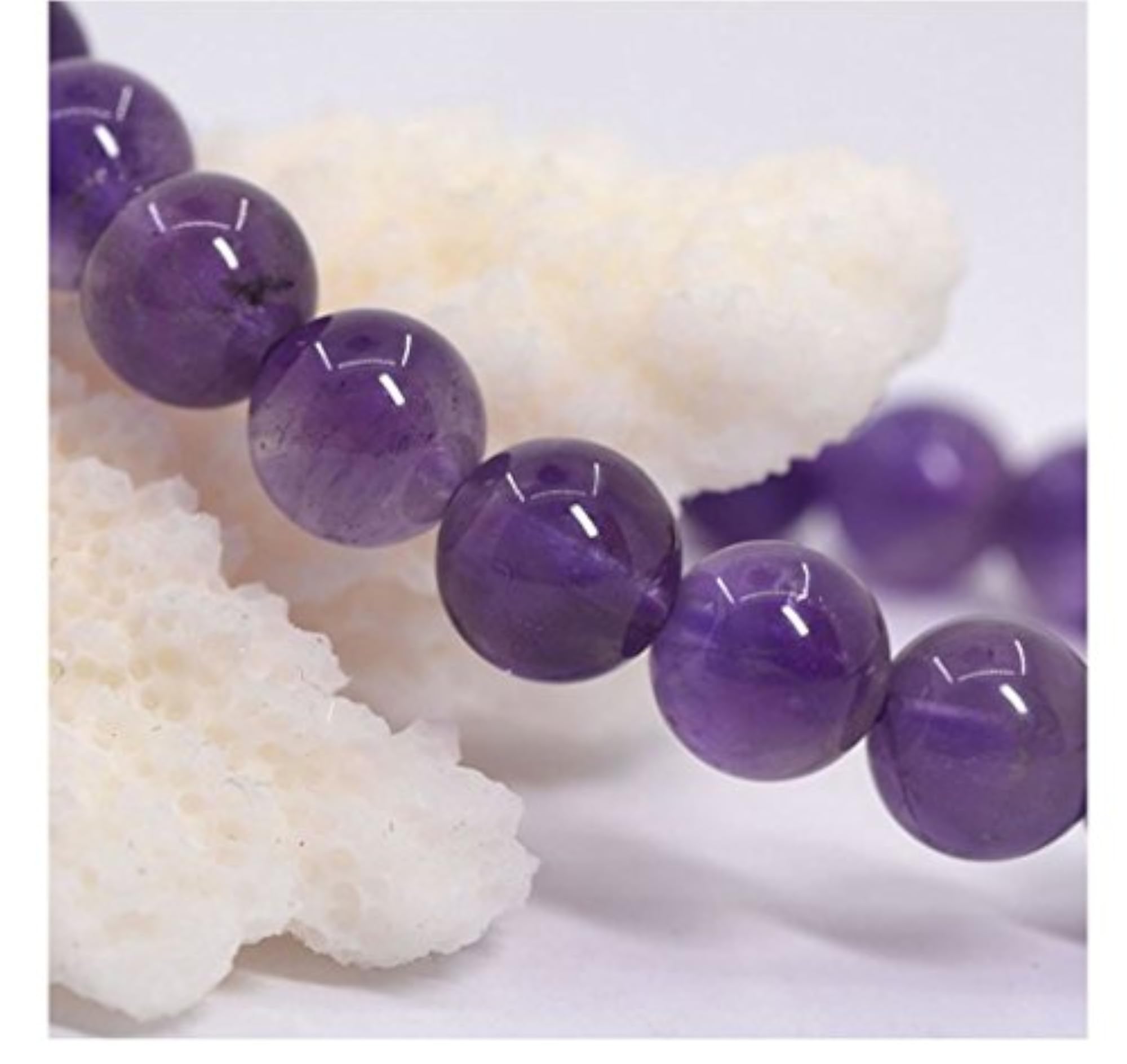 Natural Amethyst Gemstone Stretch Bracelet, Unisex Healing