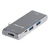 Suntrsi USB Type c / HDMI hub 2-Port USB 3.0 Data Hub with C-type charging port HDMI 4K output TF SD card reader for the new Macbook ((Space Gray)