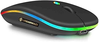 URBANWAZE Wireless Silent Rechargeable RGB LED Wireless Mouse for Laptop Computer Tablets 3 Adjustment Levels Fast PC USB 2.4G Slim Noiseless Cordless Mouse 800 to 2400 Dpi Windows MAC OS & Linux