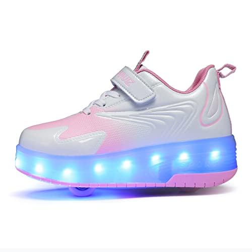 Roller Shoes with USB Rechargeable - Girls Retractable-Wheel Sneakers for Christmas Birthday Gifts