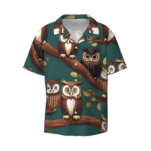 Chemise boutonnée homme coupe classique avec poche imprimé hiboux magique