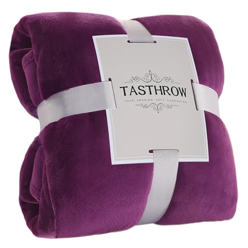 TASTHROW Violet Plaid Couverture Polaire Flanelle 130x150 cm, Grand Jeté de Canapé en Flanelle, Confortable Couverture Canapé Plaid Chaud et Doux