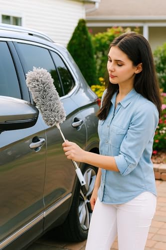 Image of Fan Ceiling Duster for Dust Cleaning with extendable Pole 100 Inch with Anti Scratch Bendable Brush for High Ceiling Fans,Window Blinds, Furniture (Standard)