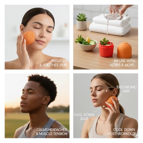 Image of Premium Silicone Ice Roller for Face & Body - Revitalizing Facial Contouring Tool for Natural Glow - Cooling Skin Massager for Tightening, De-Puffing & Acne Relief - Customizable Beauty Skin Care Tool