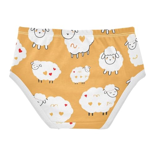 Cute Sheep Animal Orange Little Girl Panties Toddler Underwear Custom Cotton Pattern Underpants Briefs 2t2