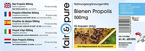 Fair & Pure Bienen Propolis 500mg, 90 Kapseln, natürliches Bienenharz, Nahrungsergänzungsmittel ohne Magnesiumstearat, in Deutschland hergestellt – Bild 3