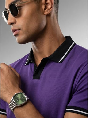 Image of Veirdo Men's Polo T-Shirt Regular Fit with Contrast Pattern & Striped Trim on Collar and Half Sleeves, Stylish Solid Casual, Weekend & Outdoor Wear (Sizes S to 2XL)