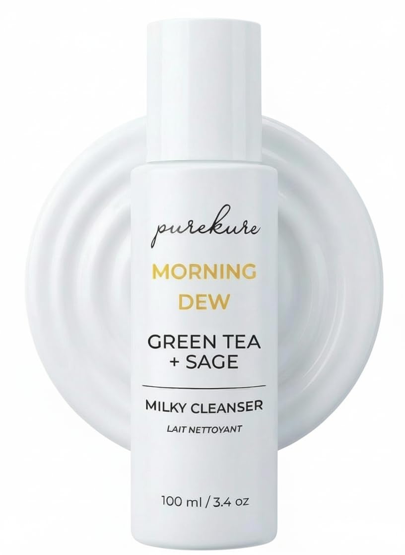 Milky Cleanser with Green Tea and Sage. Hydrating Organic Face Cleanser, Daily Gentle Non-Stripping Face Wash for Sensitve Skin, 100 mL