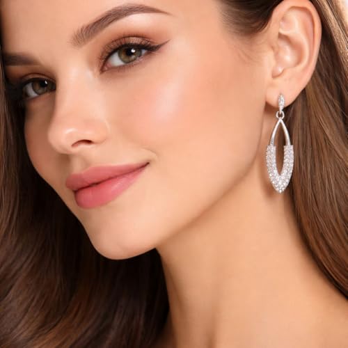 Image of Nilu's Collection Rose Gold Plated American Diamond Drop Earrings for Women And Girls | Anti-Tarnish | Anti-Allergy | Office Wear | Gift For Her