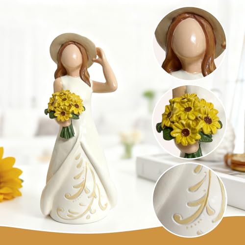 GZVDYG Mother Daughter Birthday Wedding Gift, Sunflower Girl Statue — view 3