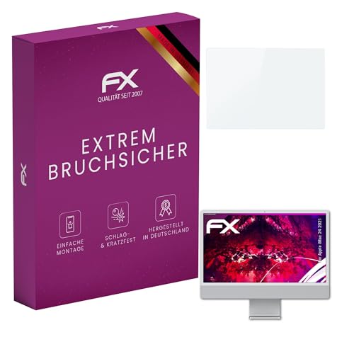 atFoliX Plastic Glass Protective Film compatible with Apple iMac 24 2021 Glass Protector, 9H Hybrid-Glass FX Screen Protector