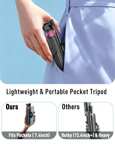 ACKIMA Magnetic Tripod for iPhone, Portable Selfie Stick with Remote, Four-Leg Support Cellphone Stand for MagSafe, Fits Selfie Video Recording Gym Travel Essentials Accessories - Image 6