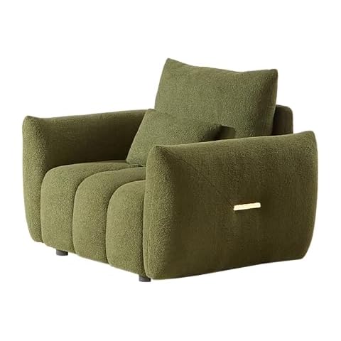 Carrzi-Life Sofa Bed, Premium Teddy Fabric Sofa with 1 Back Pillows Sleeper Sofa Couch Deep Seat Big Comfy Marshmallow Sofa Boucle Sofa Overstuffed Cushion 1 Seater Sofa, Olive Green Boucle Cover
