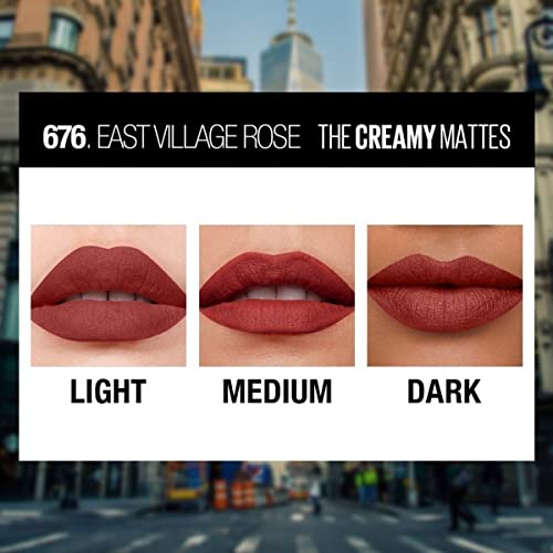 Image of Maybelline New York Color Sensational Creamy Matte Lipstick lasts up to 12 hr, Hydrate Lips, Creamy Lipstick with Shea Butter, Available in 42 different Shades - 676 East Village Rose, 3.9g